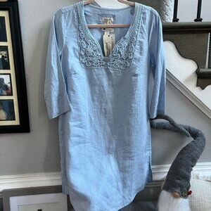 Malvin Hamburg Germany Light Blue Linen Tunic Dress sz L NWT